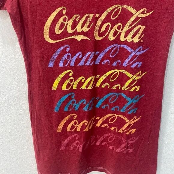 Coca Cola Vintage Red V Neck Tee Size Medium - Picture 2 of 4